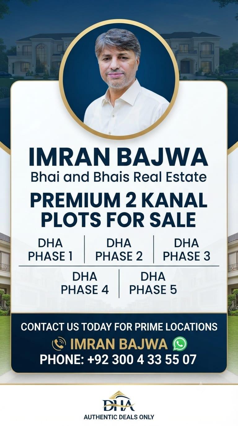 🔥 👑 RARE ASSET CLASS: Exclusive 2 Kanal Residential Plots for Sale in DHA Lahore Phase  1,2,3,4,5 – Managed by Bhai and Bhai’s Real Estate! 👑 🔥