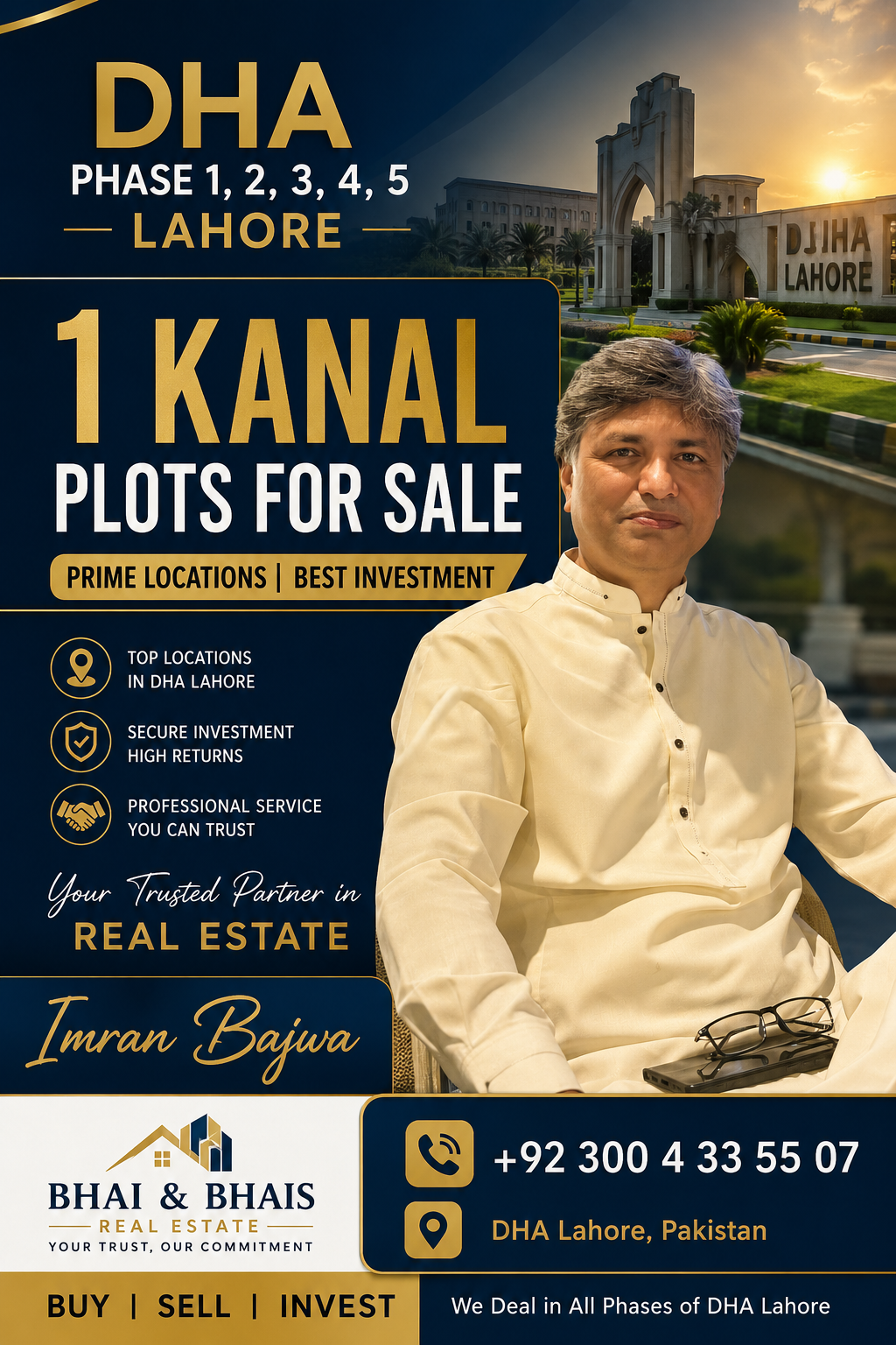 1 Kanal plot for sale in DHA Lahore Phase12345
